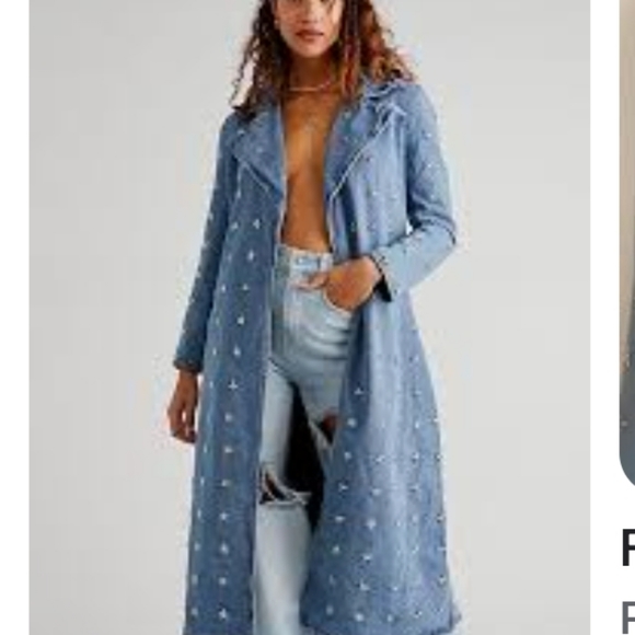 Free People x Understated Star Studded Denim Trench New - Picture 2 of 9
